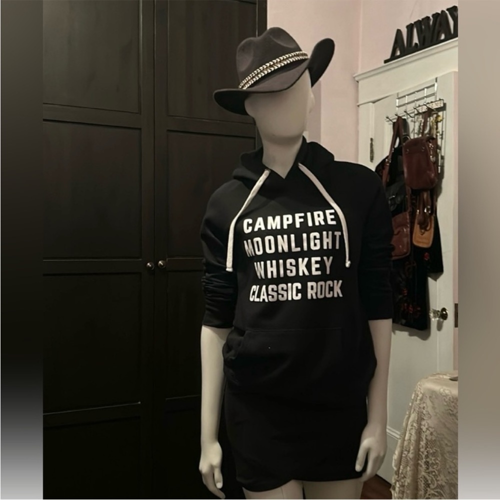 Stylish Black Campfire Hoodie size small